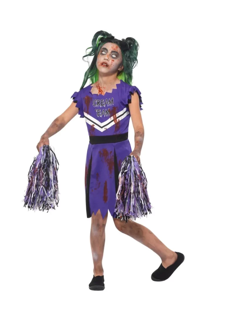 Dark Cheerleader Halloween Children's Fancy Dress Costume - Image 2