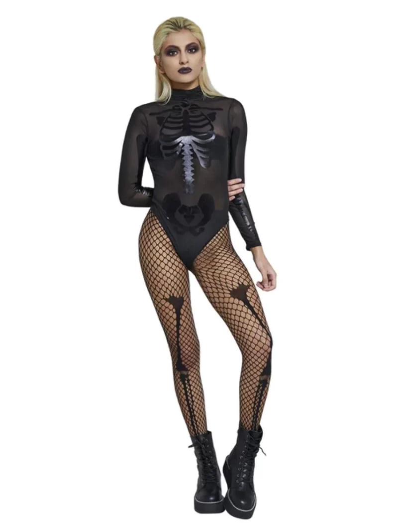 Fever Sheer Skeleton Bodysuit Leotard