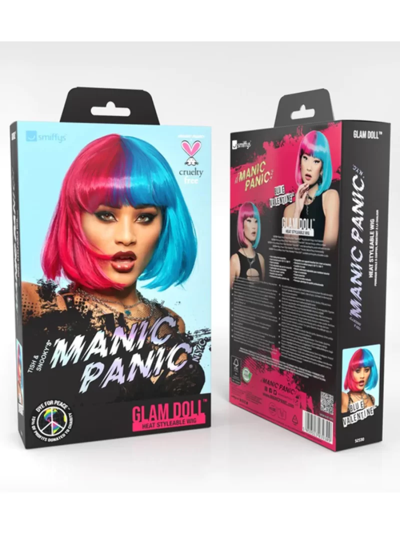 Manic Panic Pink Blue Valentine Glam Doll Wig - Image 3