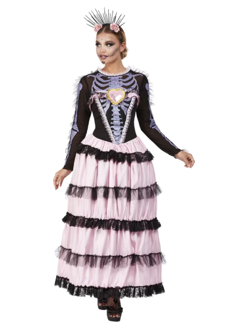 Deluxe Day Of The Dead Senorita Bride Women's Fancy Dress Costume
