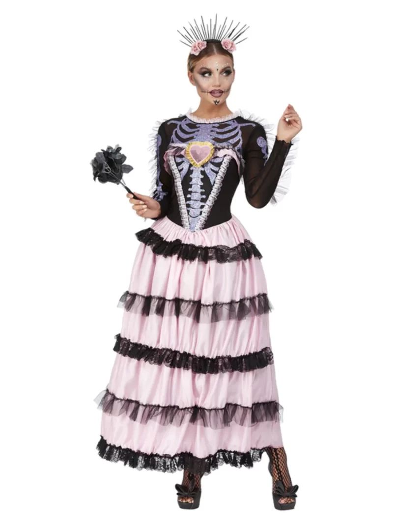 Deluxe Day Of The Dead Senorita Bride Women's Fancy Dress Costume - Image 2