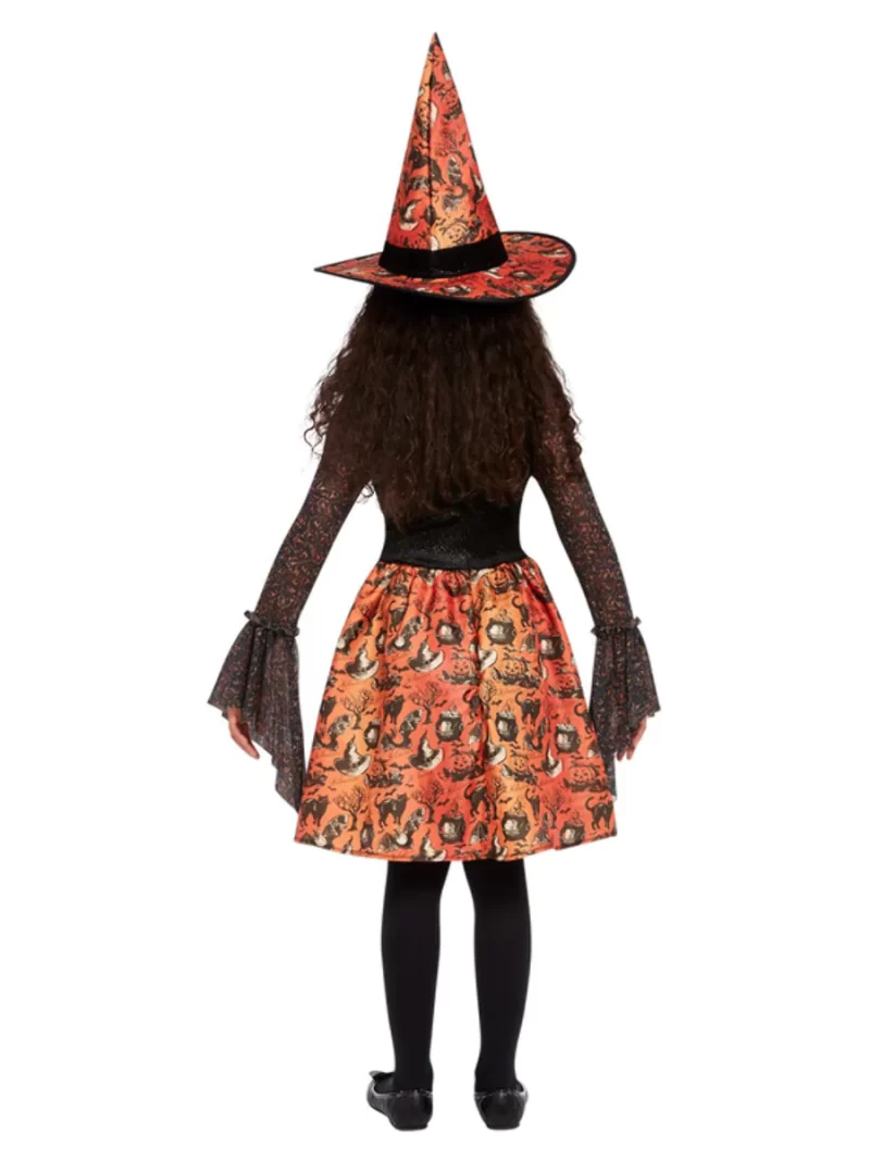 Vintage Witch Orange Children's Fancy Dress Costume - Image 3
