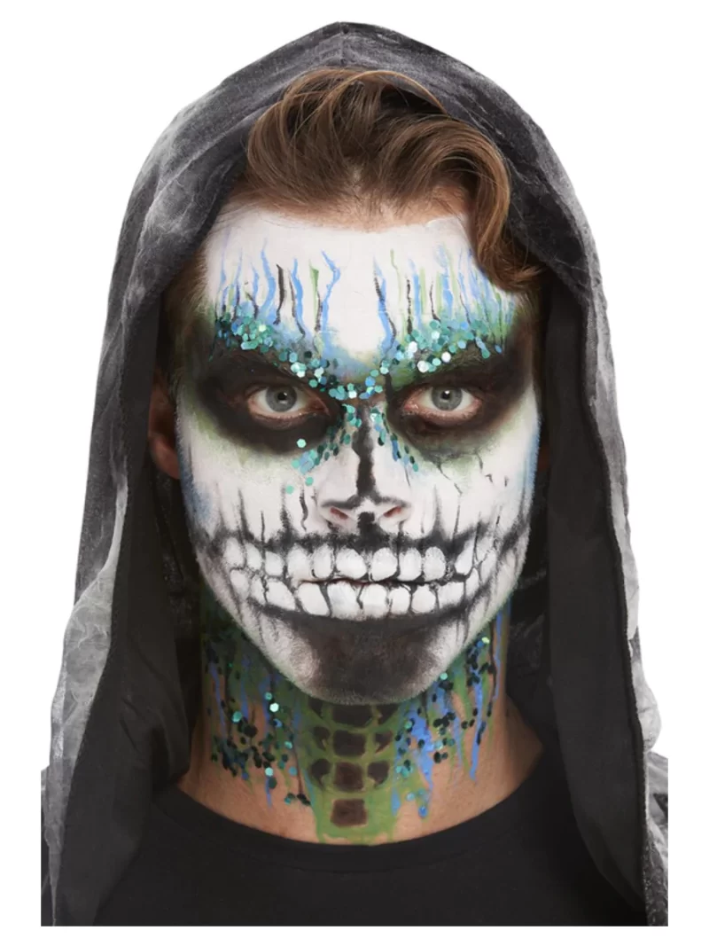 Smiffys Make-Up FX, Deluxe Glitter GID Skeleton Kit