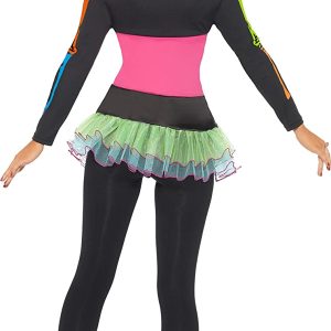 Neon Skeleton Ladies Halloween Fancy Dress Costume - Image 2