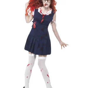 High School Horror Zombie Student Ladies Halloween Fancy Dress Costume