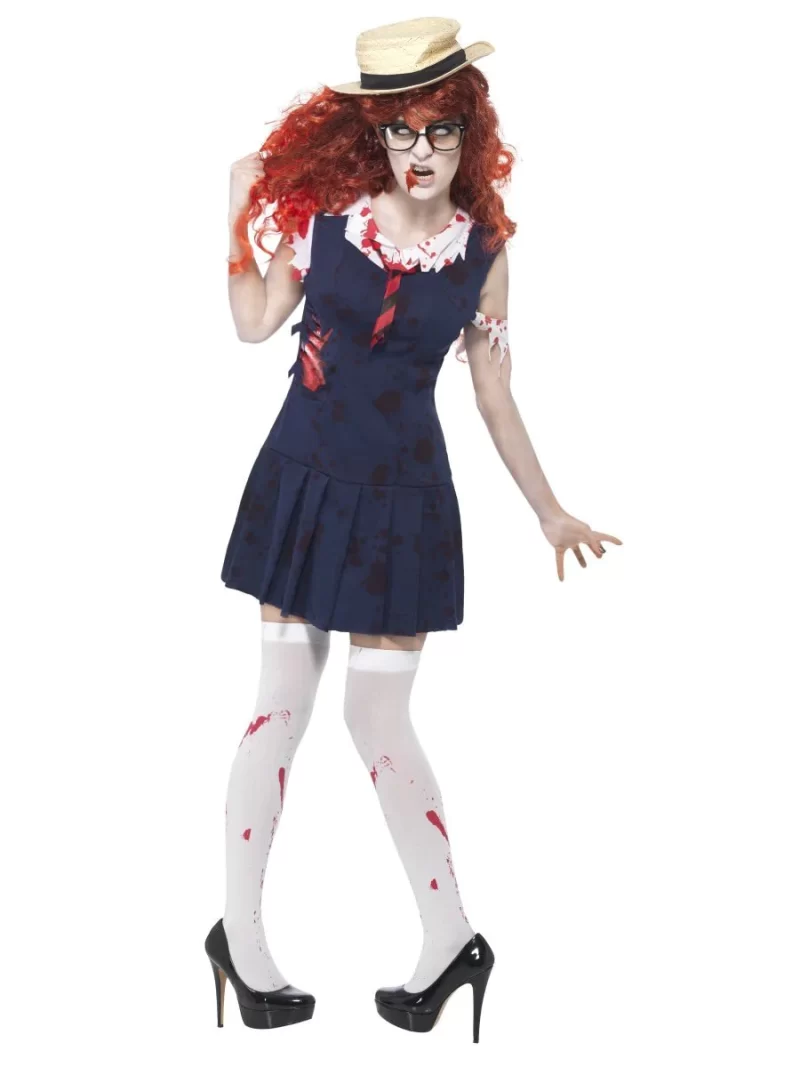 High School Horror Zombie Student Ladies Halloween Fancy Dress Costume