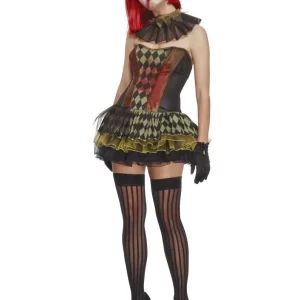 Fever Creepy Zombie Clown Ladies Fancy Dress Costume