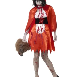 Zombie Little Miss Hood (Red Riding Hood) Ladies Halloween Fancy Dress Costume - Image 2