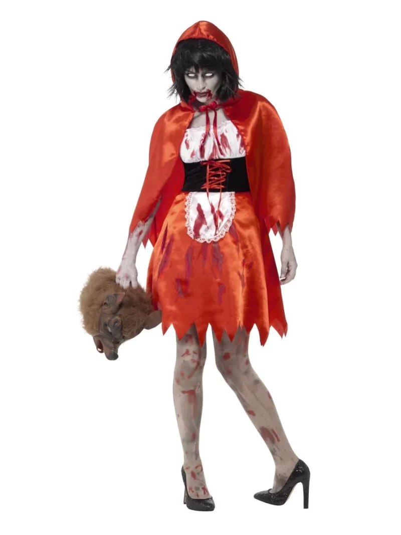 Zombie Little Miss Hood (Red Riding Hood) Ladies Halloween Fancy Dress Costume - Image 2