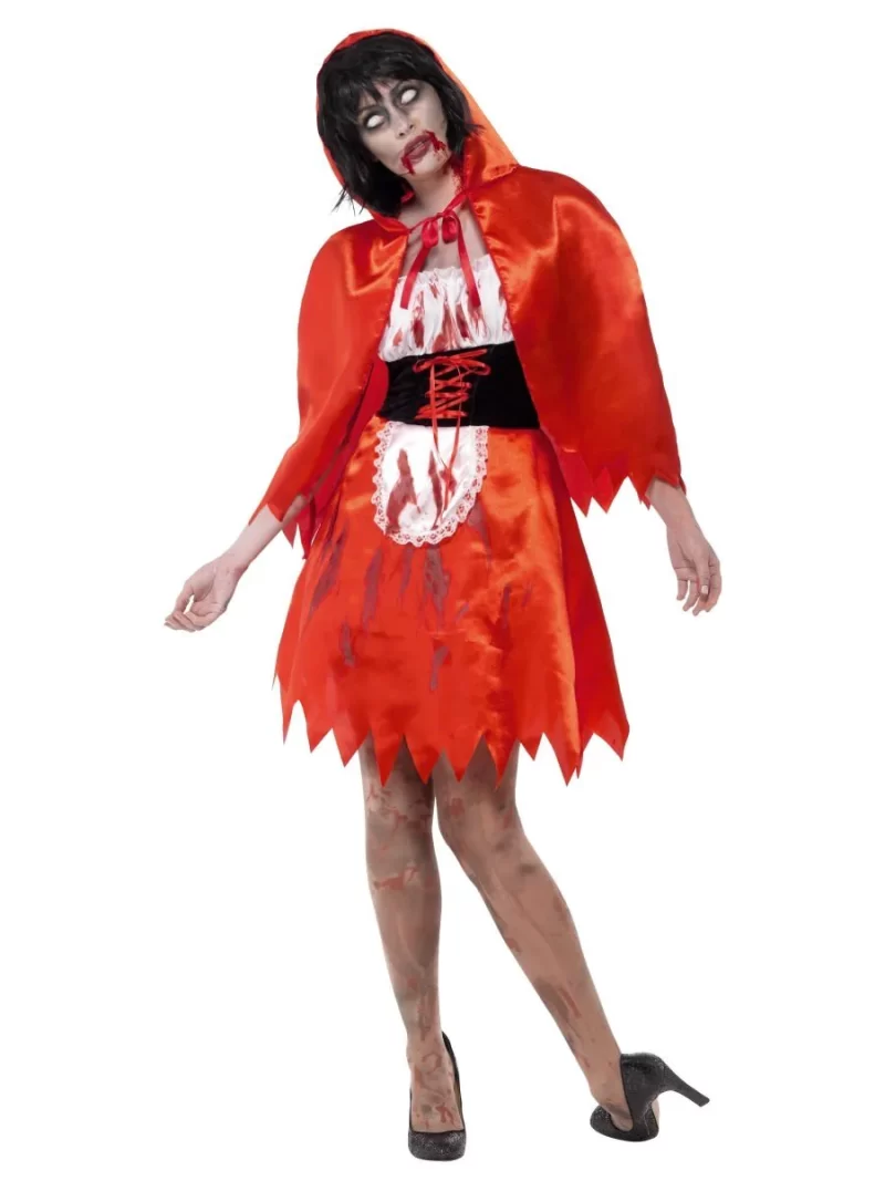 Zombie Little Miss Hood (Red Riding Hood) Ladies Halloween Fancy Dress Costume