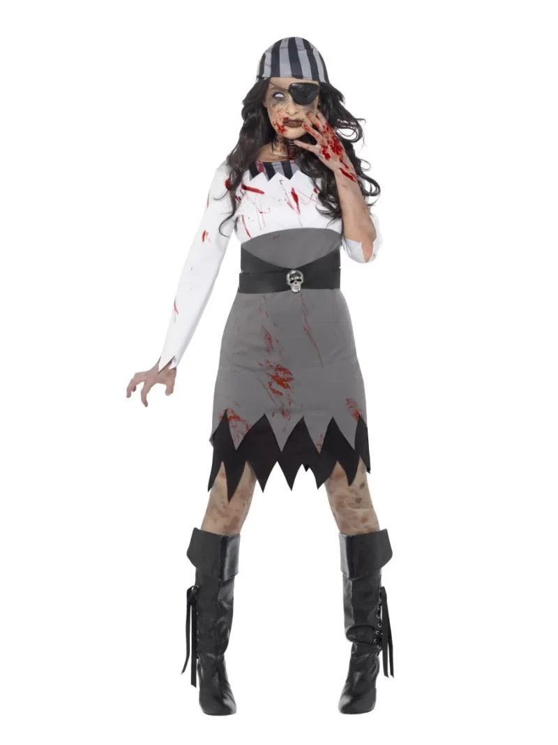 Zombie Pirate Lady Ladies Halloween Fancy Dress Costume - Image 3