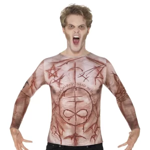 Mutilated Skin T-Shirt Men's Halloween Fancy Dress Costume
