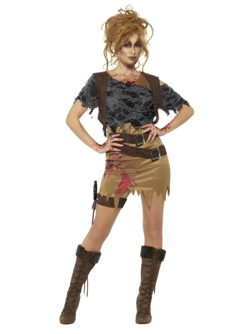 Deluxe Zombie Huntress (Lara Croft) Ladies Fancy Dress Costume