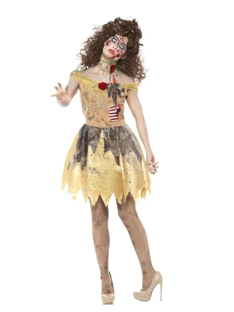 Zombie Golden Fairytale (Belle) Ladies Fancy Dress Costume