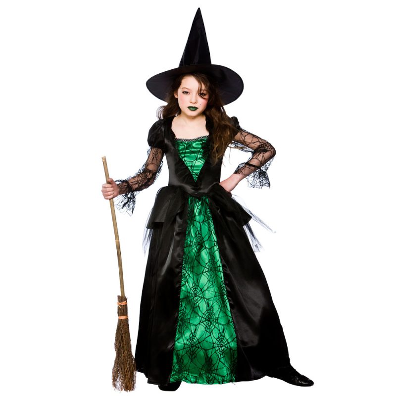 Deluxe Emerald Witch Children's Halloween Fancy Dress Costume