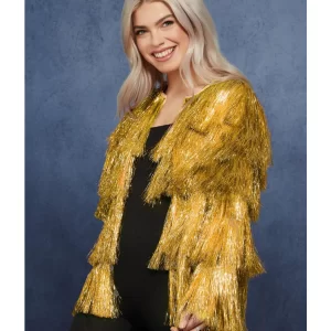 Fever Gold Tinsel Festival/Festive Jacket Ladies Fancy Dress Costume