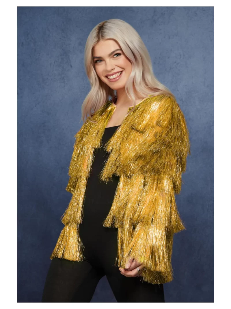 Fever Gold Tinsel Festival/Festive Jacket Ladies Fancy Dress Costume
