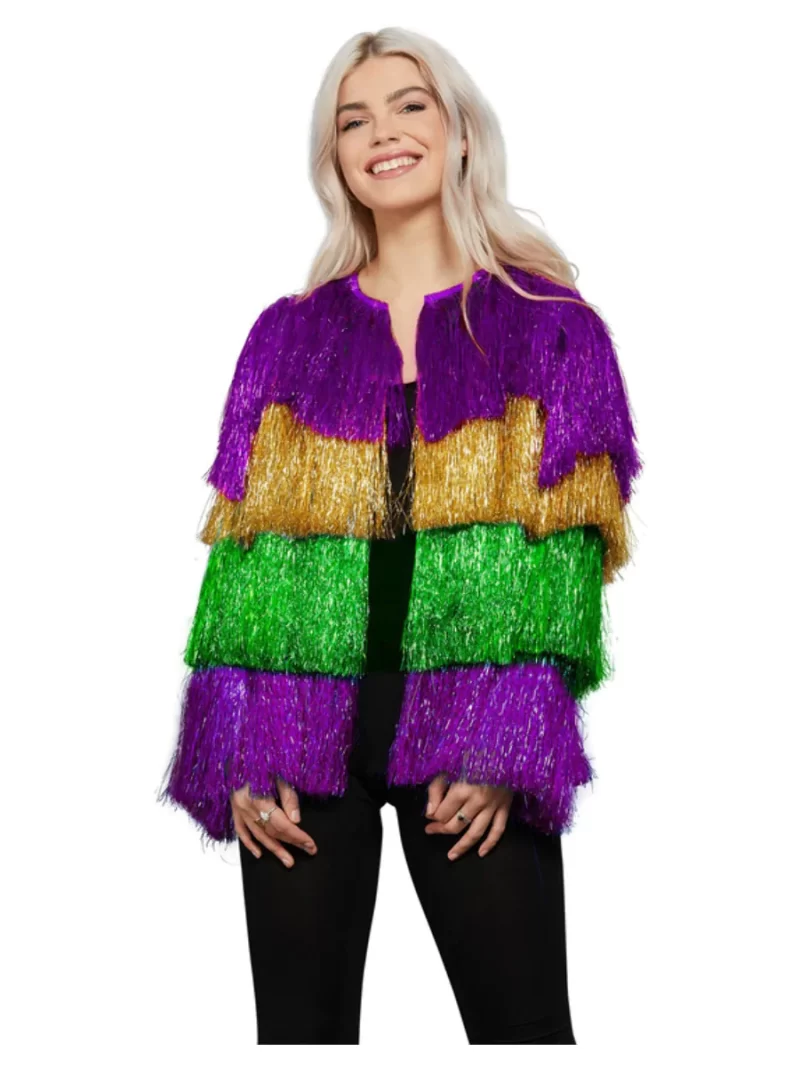 Fever Mardi Gras Tinsel Jacket Lades Fancy Dress Costume - Image 2