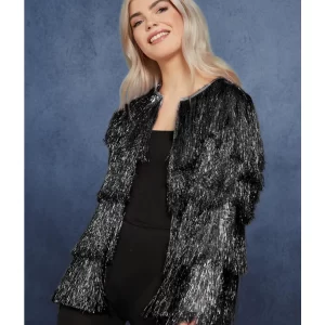 Fever Black Tinsel Festival Jacket Ladies Fancy Dress Costume
