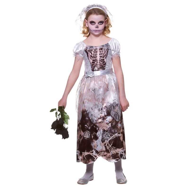 Skeleton Bride Children's Halloween Fancy Dress Costume