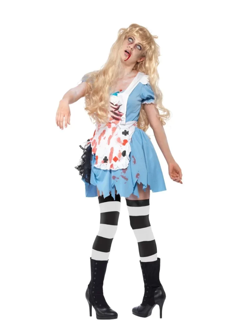 Zombie Alice Ladies Halloween Fancy Dress Costume - Image 3
