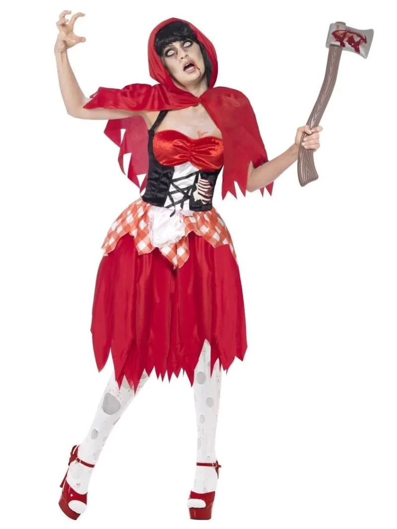 Zombie Hooded Beauty Ladies Halloween Fancy Dress Costume