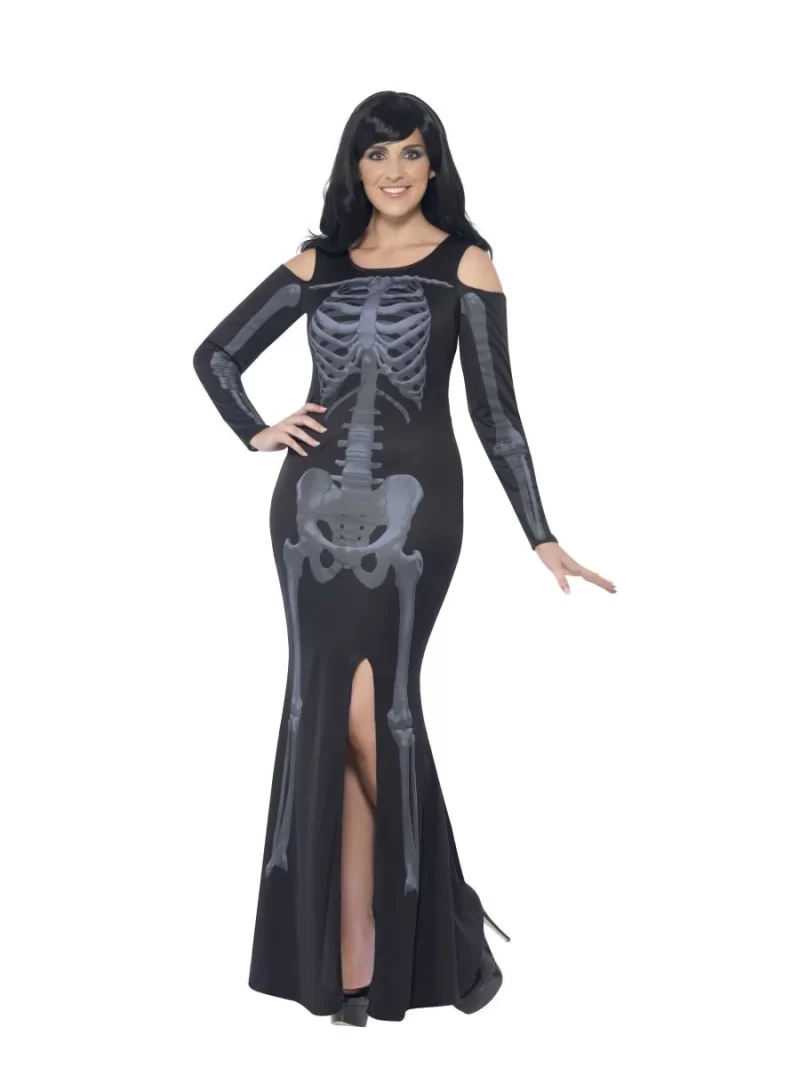 Curves Skeleton Lady Halloween Fancy Dress Costume