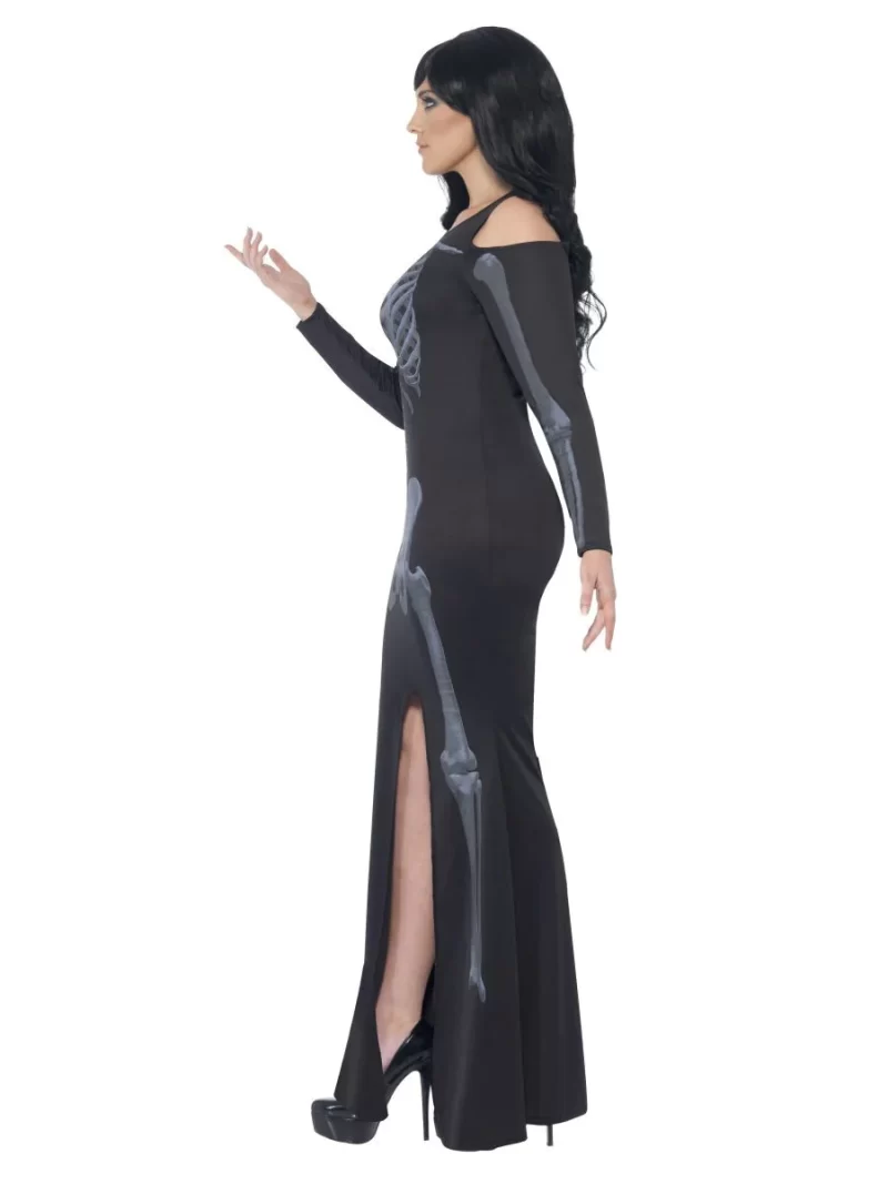 Curves Skeleton Lady Halloween Fancy Dress Costume - Image 3