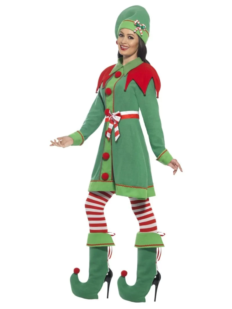 Deluxe Miss Elf Christmas Ladies Fancy Dress Costume - Image 2