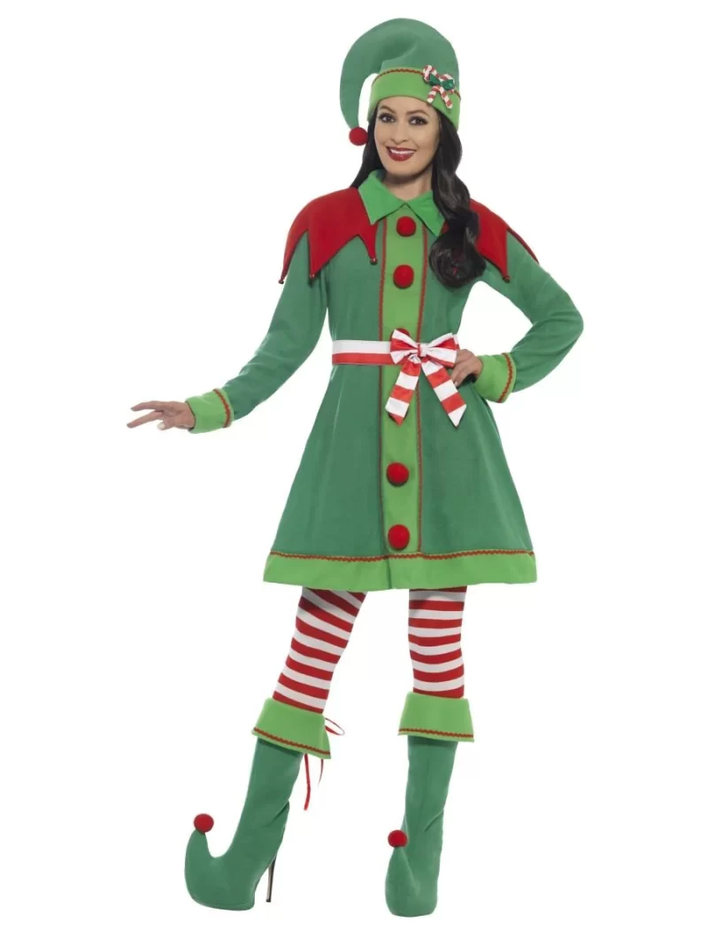 Deluxe Miss Elf Christmas Ladies Fancy Dress Costume