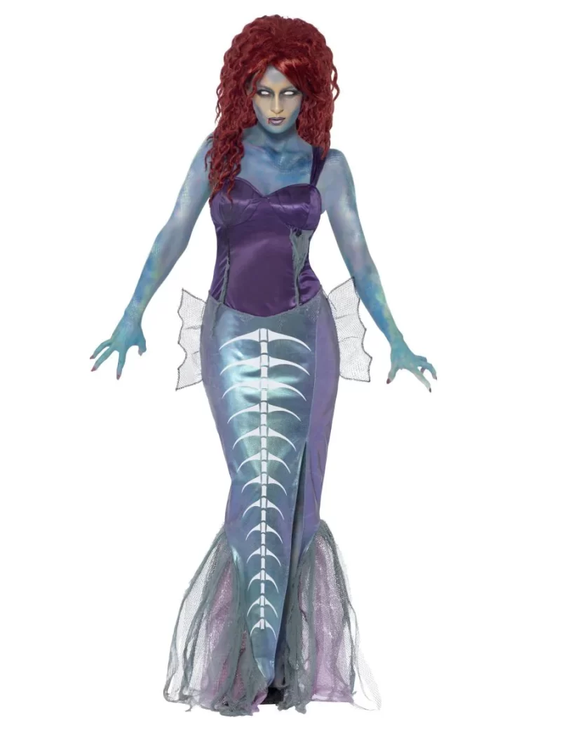 Zombie Mermaid Ladies Halloween Fancy Dress Costume