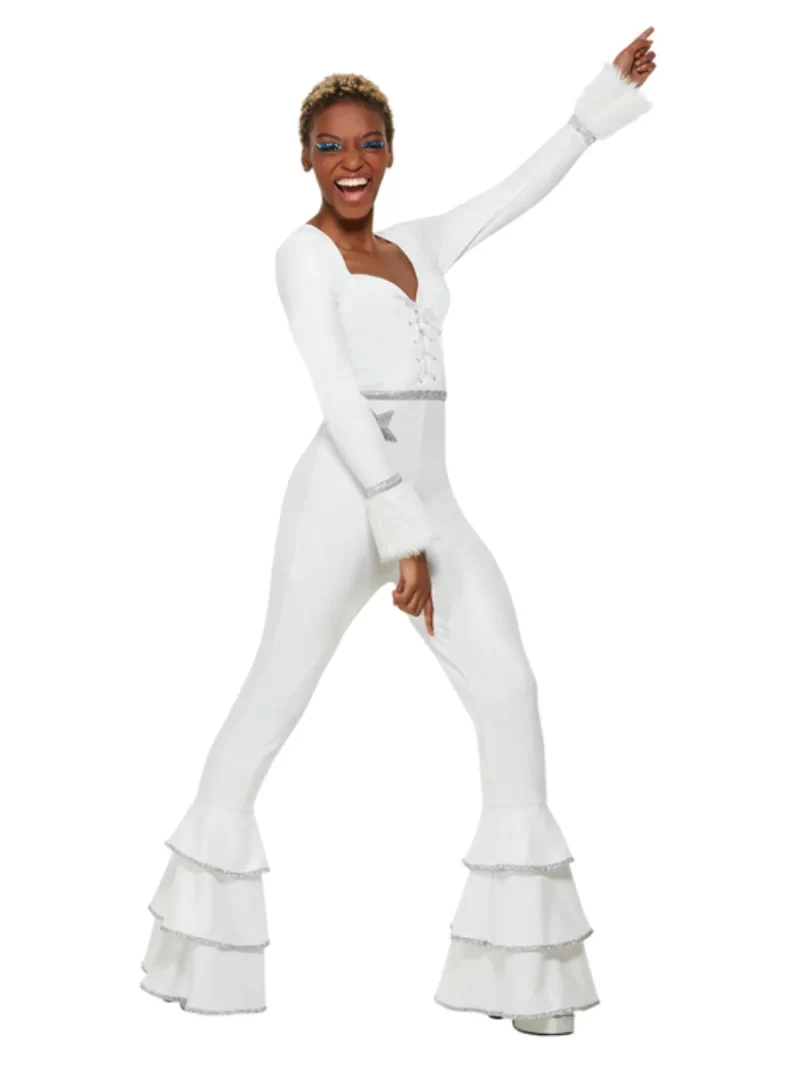 70's Deluxe Glam Jumpsuit Ladies Fancy Dress Costume