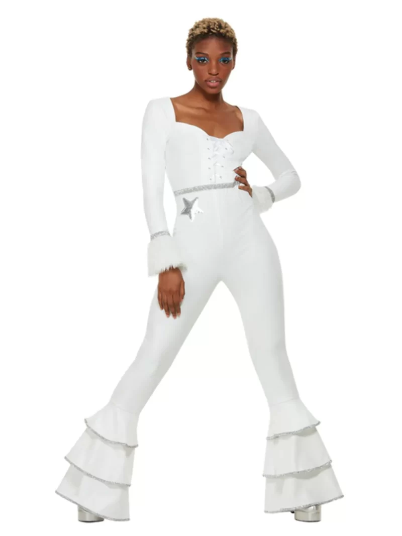 70's Deluxe Glam Jumpsuit Ladies Fancy Dress Costume - Image 2