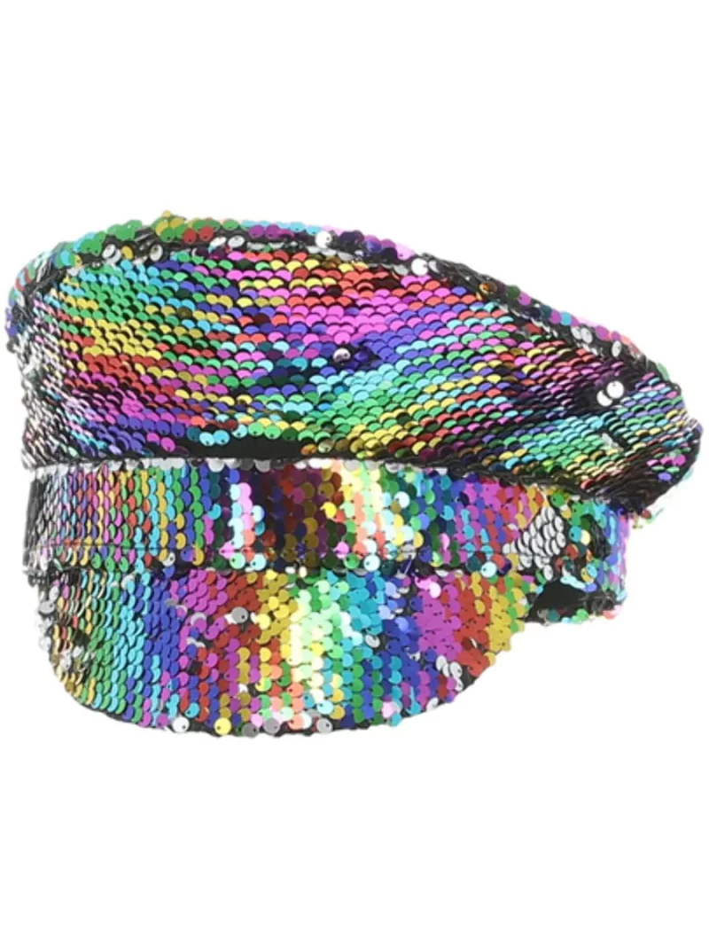 Party Sequin Captains Hat, Rainbow