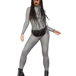Fever Miss Whiplash Disco Holographic Catsuit Ladies Fancy Dress Costume - Image 2