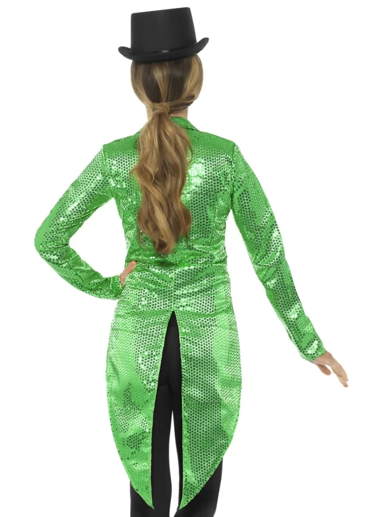 Sequin Tailcoat Green Ladies Fancy Dress Costume - Image 2