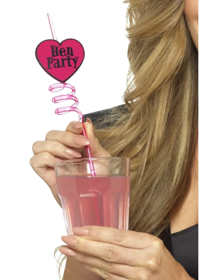 Hen Party Swirly Drinking Straws, Pink