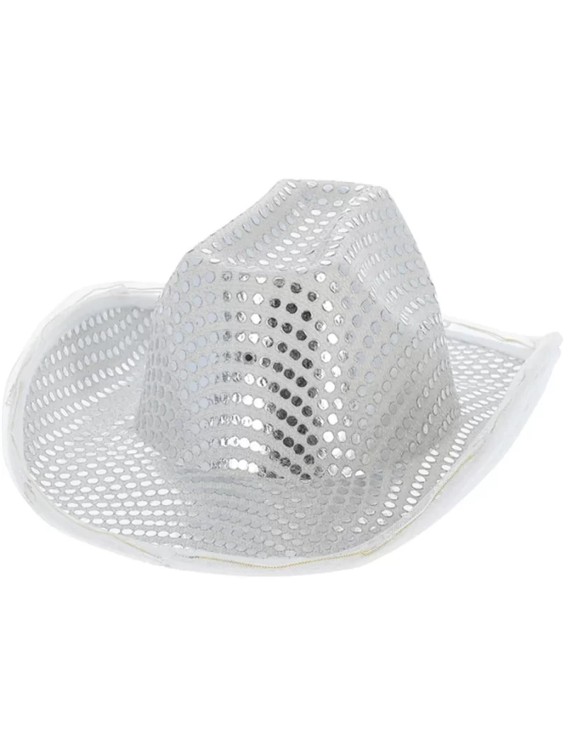 Led Light Up Sequin Cowboy Hat, Silver