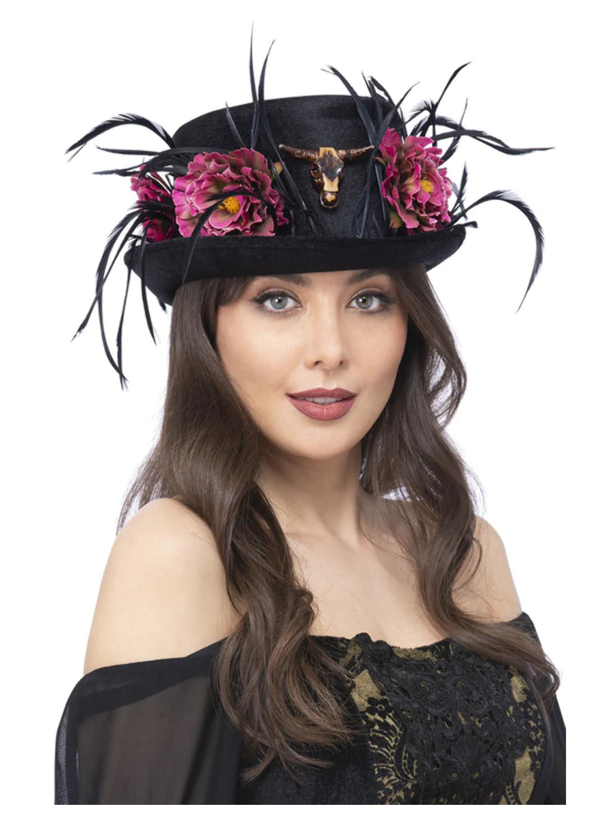 Floral Horn Top Hat Fancy Dress Costume