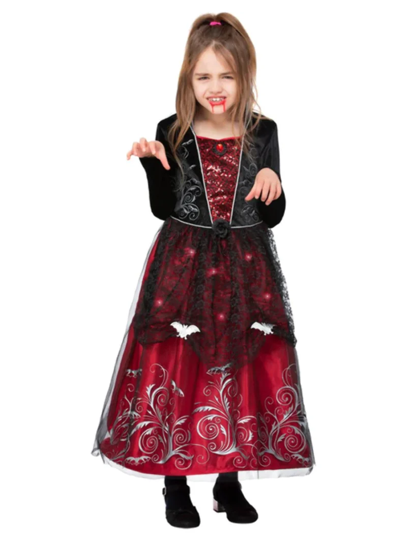 Deluxe Light Up Vampiress Children's Halloween Fancy Dress Costume