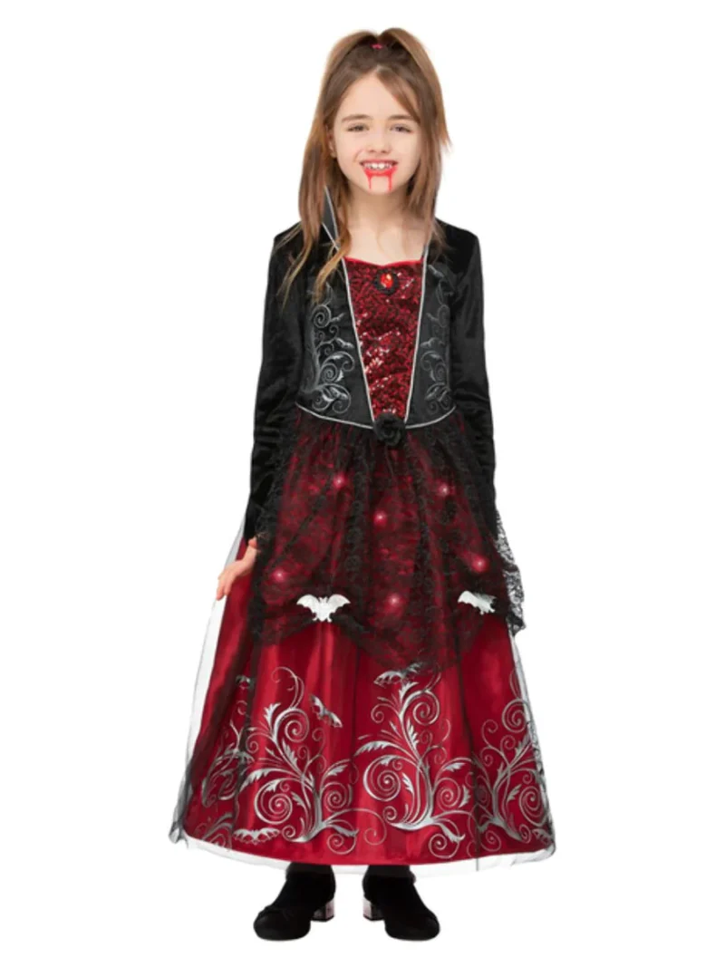 Deluxe Light Up Vampiress Children's Halloween Fancy Dress Costume - Image 2