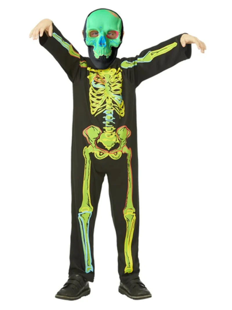 Neon Skeleton Glow in the Dark Children's Halloween Fancy Dress Costume