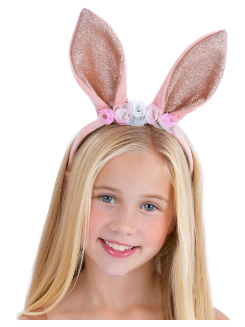 Bunny Headband, Rose Gold Floral