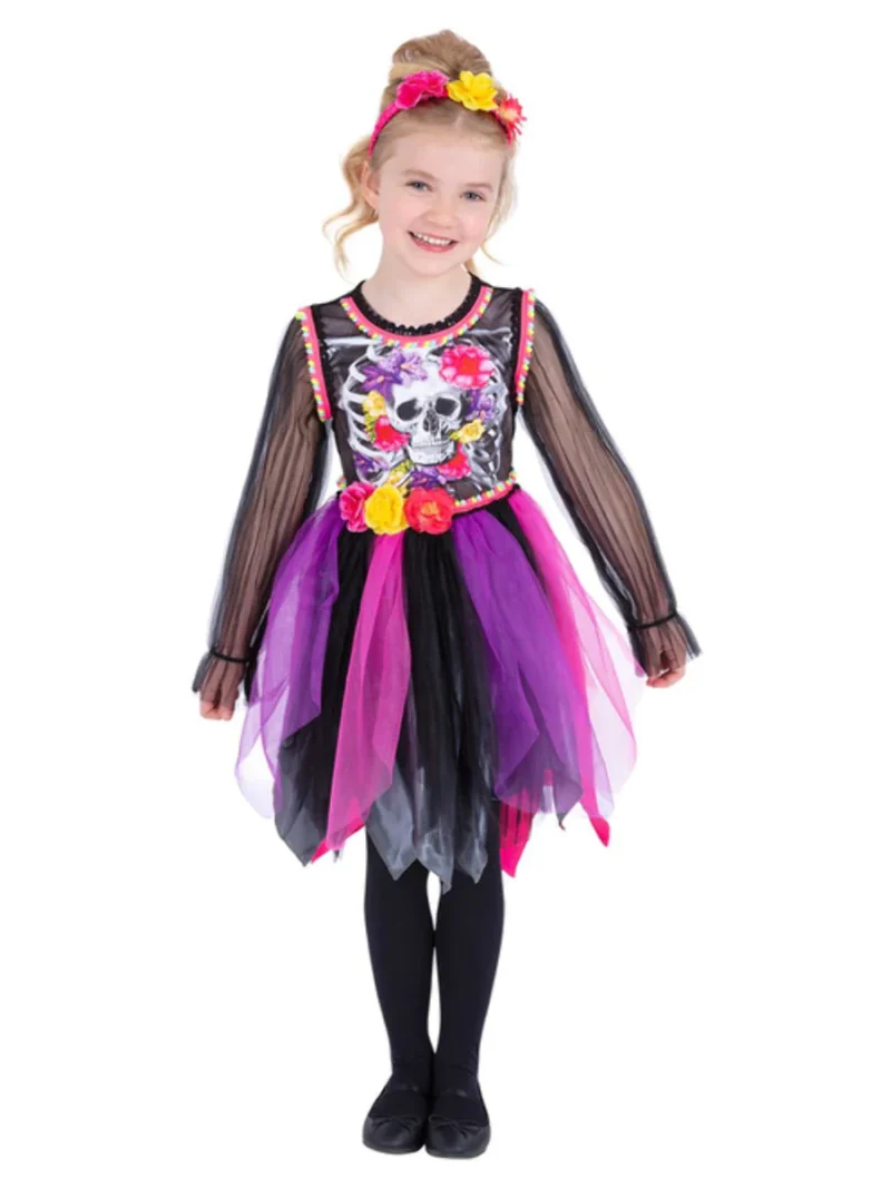Day of the Dead Pom-Pom Children's Halloween Fancy Dress Costume