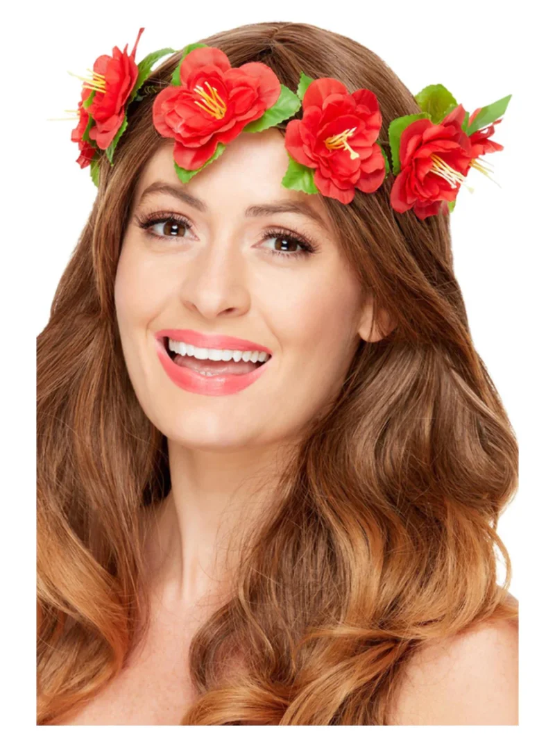 Hawaiian/Hippie Flower Crown, Red