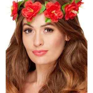Hawaiian/Hippie Flower Crown, Red - Image 2