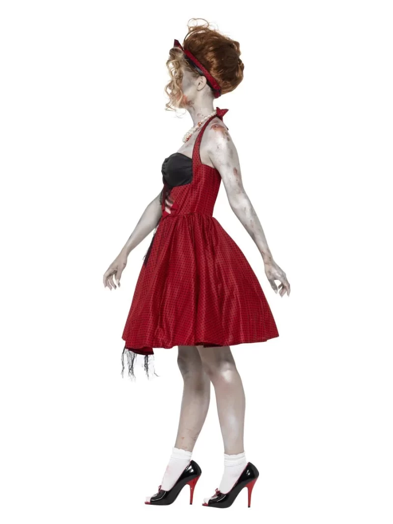 Zombie 50s Rockabilly Ladies Halloween Fancy Dress Costume - Image 2