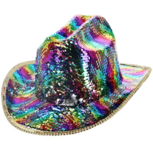 Fever Deluxe Sequin Cowboy Hat, Rainbow - Image 2