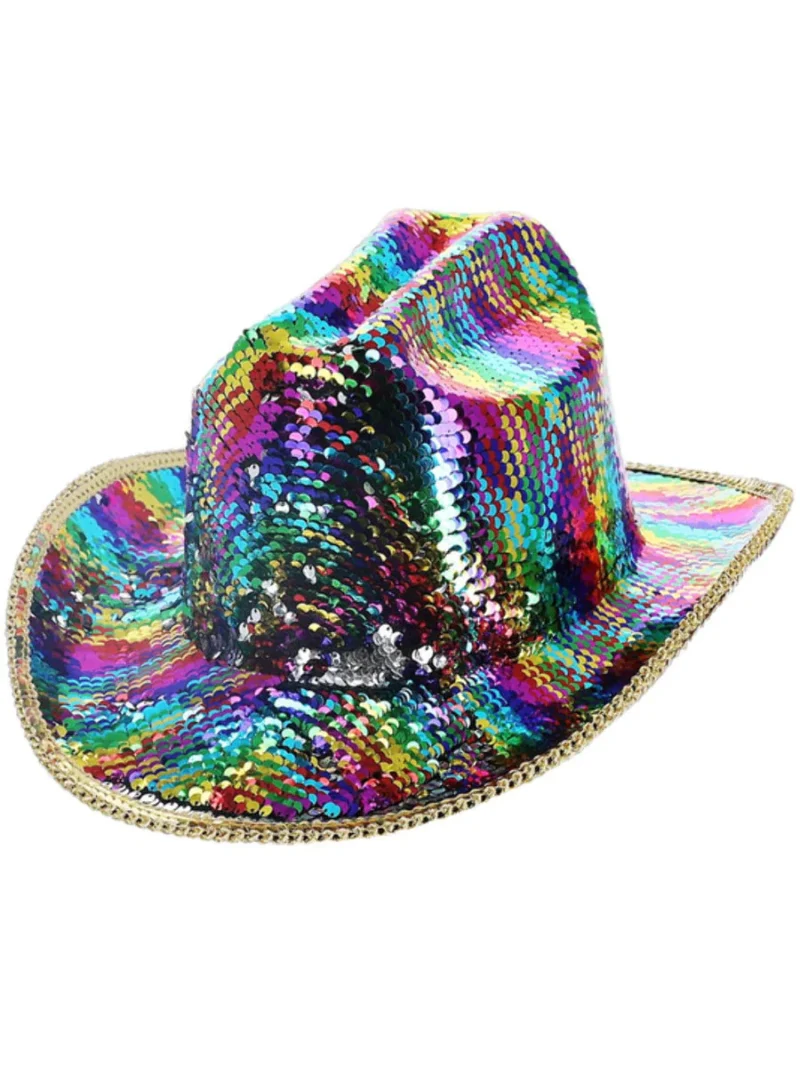 Fever Deluxe Sequin Cowboy Hat, Rainbow - Image 2