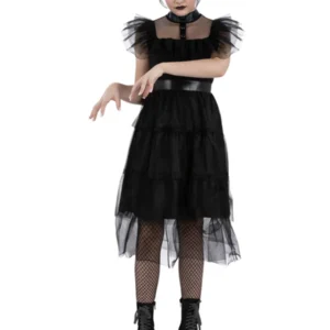 Gothic Prom (Wednesday) Children's Fancy Dress Costume - Image 2